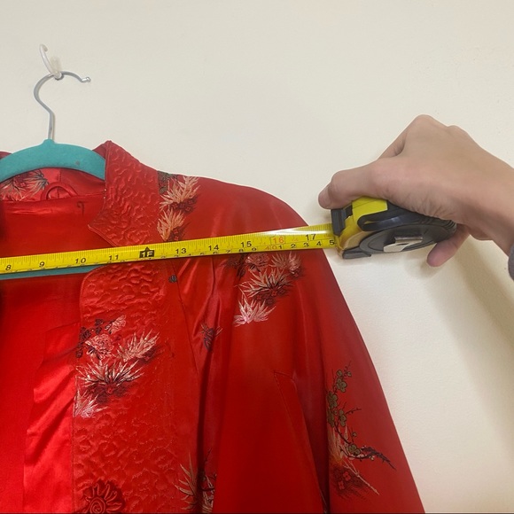 Red ‘Silk’ Quilted Blazer Medium - Picture 7 of 9